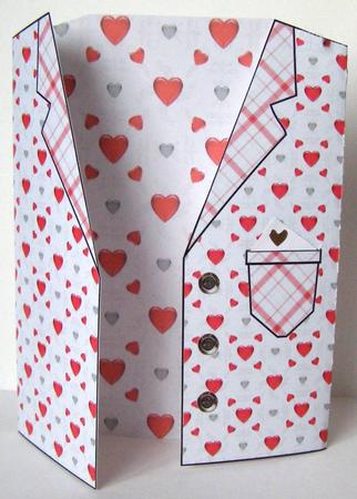 Red and Grey Hearts Jacket Card Blank by Margaret McCartney