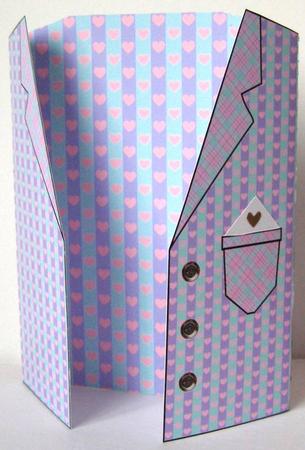 Pink and Lilac Hearts Jacket Card Blank by Margaret McCartney