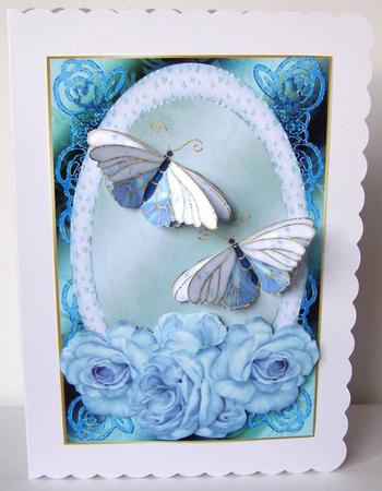 Oriental Bleu Classic Roses and Butterflies Beauty by Margaret McCartney