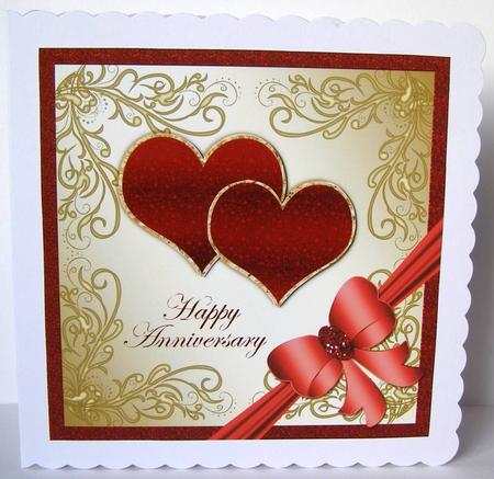 Anniversary Hearts Topper with Bow 1 by Margaret McCartney