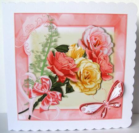 Beautiful Bunch of Roses 8x8 on Pink Topper by Margaret McCartney