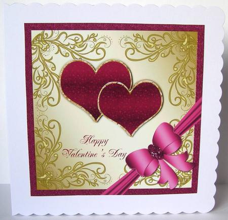 Valentine Hearts Topper with Bow 2 by Margaret McCartney