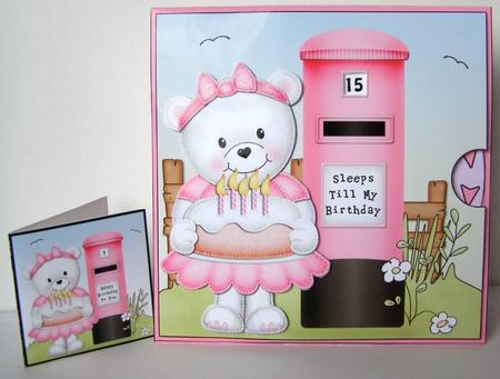 3D Teddy Tess Sleeps Till Birthday Countdown Moveable by Margaret McCartney