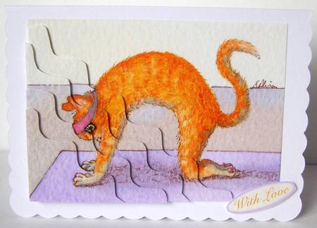'cat' Was Her Favorite Yoga Pose Wavy Corner Stacker Topper by Margaret McCartney