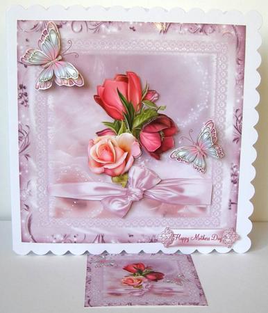 Beautiful Rose Floral Flutters 8x8 Topper Mini Kit by Margaret McCartney