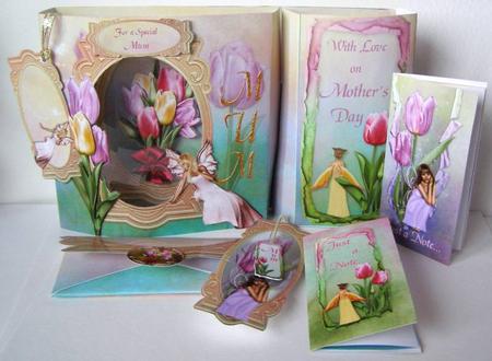 Fairy Tulip Bouquet for Mothers Day All in One Card & Gift by Margaret McCartney