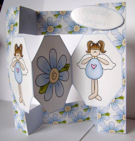 Cute Little Angel in Blue Pop Up Card by Margaret McCartney