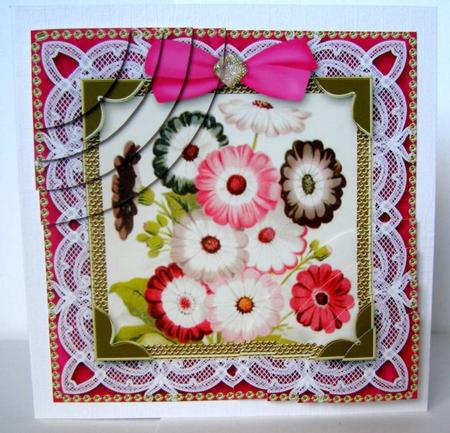 Happy Daisies Deep Lace 6 Inch Duo Corner Stack Card Front by Margaret McCartney