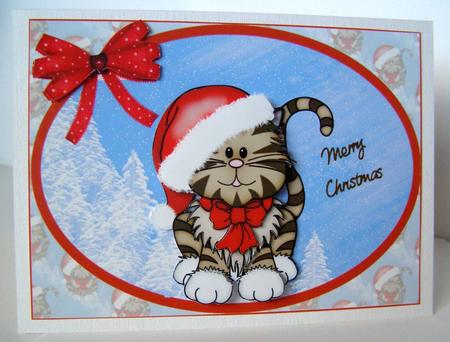 Christmas Kitty Cat Decoupage by Margaret McCartney