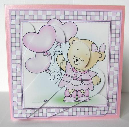 Rosie's Balloons Quick Card with Fan Pyramage Topper by Margaret McCartney