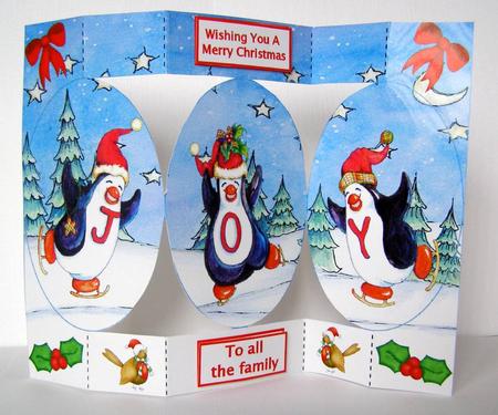 Skating Penguins Xmas by Margaret McCartney