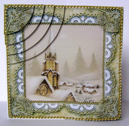 The Snow Steeple 6 Inch Duo Corner Stack Card Front by Margaret McCartney