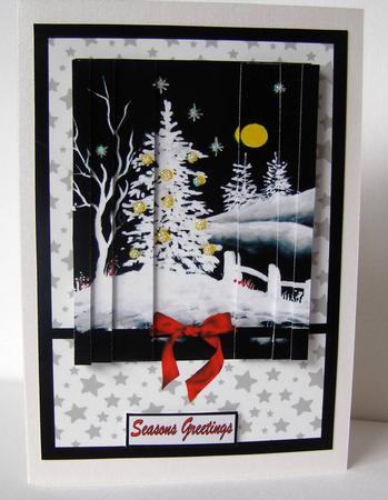Beautiful Christmas Tree Side Stacker Card Front by Margaret McCartney