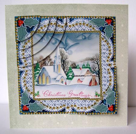 Christmas Church Vintage 6inch Duo Corner Stack Card Front by Margaret McCartney