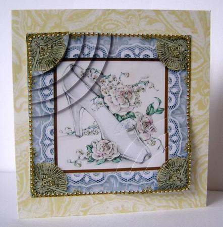 Wedding Shoe2 6inch Duo Corner Stack Card Front by Margaret McCartney