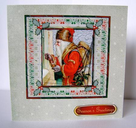 Vintage Santas Knocking Christmas Twisted Pyramid by Margaret McCartney