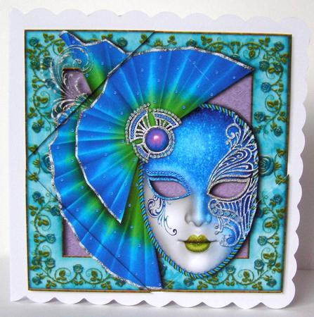 Beautiful Blue Masque & Rose Frame by Margaret McCartney