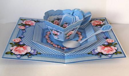 Time for Tea Pop-up Kit - Blue Polka Dot with Roses by Margaret McCartney