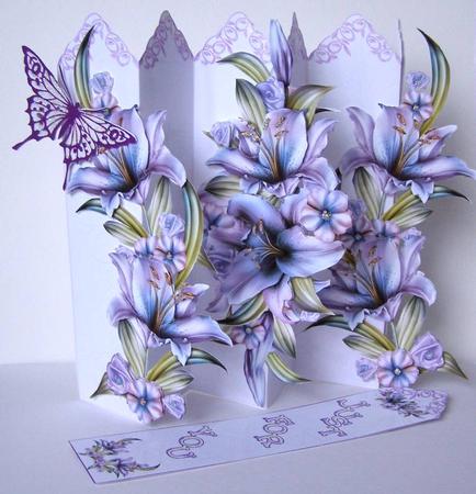 Lily & Butterfly Over the Edge Concertina Card Kit by Margaret McCartney