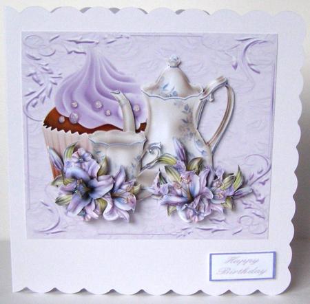 Cupcake, Lilies and Tea with Decoupage by Margaret McCartney