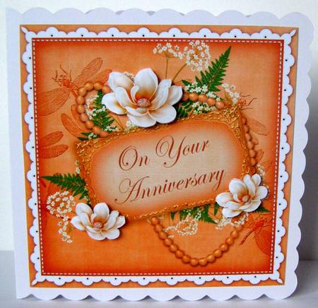 Borange Magnolia Anniversary 8in Vintage Decoupage Topper by Margaret McCartney