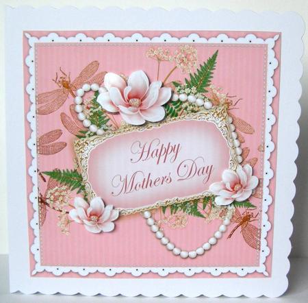 Pink Magnolia Mothers Day 8in Vintage Decoupage Topper by Margaret McCartney