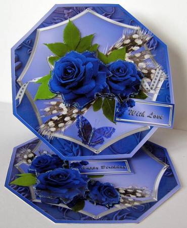 Blue Roses Octagonal Easel Mini Kit by Margaret McCartney