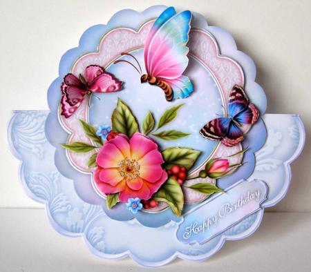 Blooms & Butterflies Scallop Wobble Card Mini Kit by Margaret McCartney
