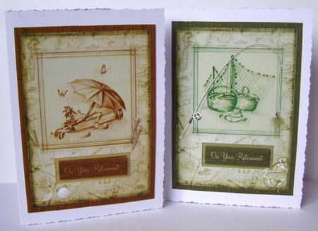 2x Vintage Style Golf and Fishing Card Toppers by Margaret McCartney
