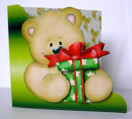 Present Bear Square Card by Margaret McCartney