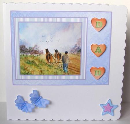 Ploughing the Field, Dad. Father's Day Decoupage by Margaret McCartney