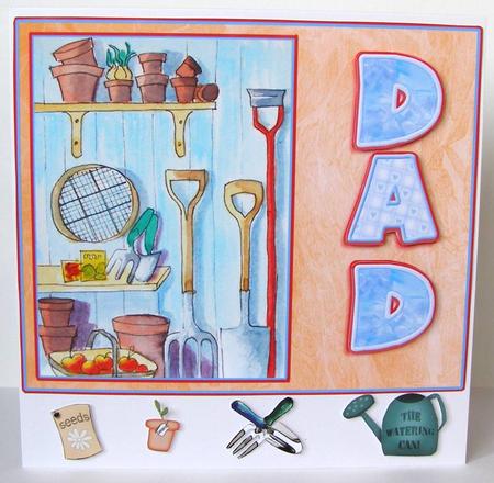 In the Potting Shed, Dad/father Decoupage Sheet by Margaret McCartney