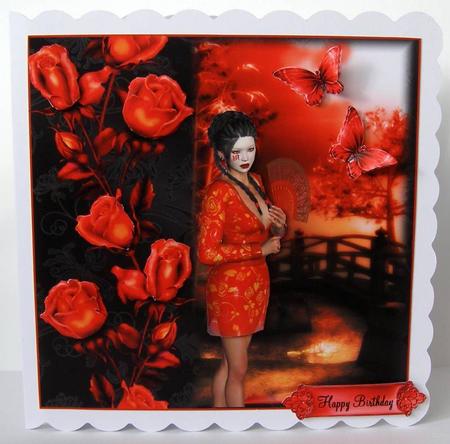 Geisha Oriental Style Card Topper by Margaret McCartney