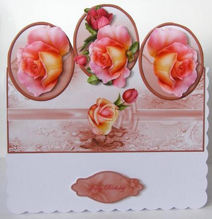 Rose Over the Edge Cameo Card Front with Decoupage by Margaret McCartney