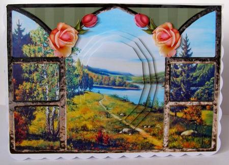 Lake View from My Window Card Front with Pyramid Layers by Margaret McCartney