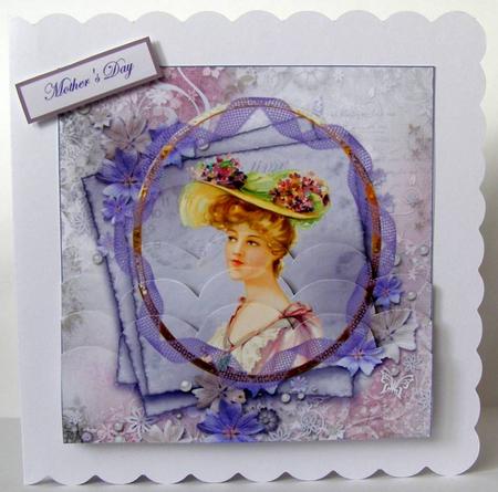 Lady in the Flowered Hat Card Front and Scallop Bottom Stack by Margaret McCartney