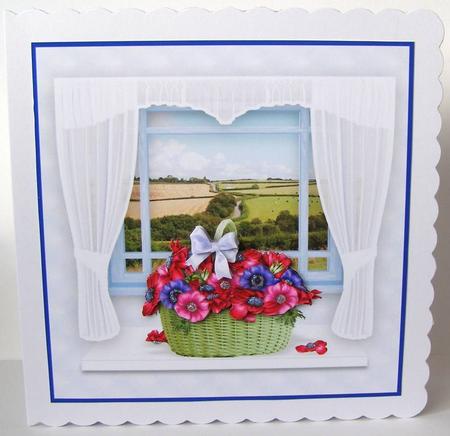 Anemones View from the Window 8 x 8 Card Topper by Margaret McCartney