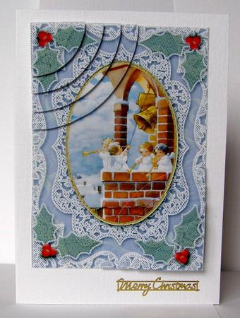 Angel Bells Lace 7x5inch Duo Corner Stack Card Front by Margaret McCartney