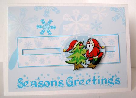 Santa with Christmas Tree Seasons Greetings Penny Slider Kit by Margaret McCartney