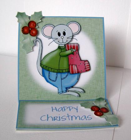 Cute Christmas Mouse 5 Minute Easel Card by Margaret McCartney
