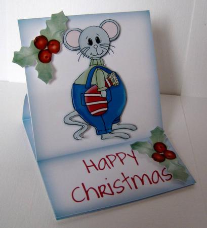 Cute Christmas Mouse 5 Minute Easel Card by Margaret McCartney