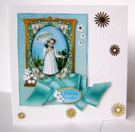 The Girl in the Frame - Card Front with Decoupage by Margaret McCartney
