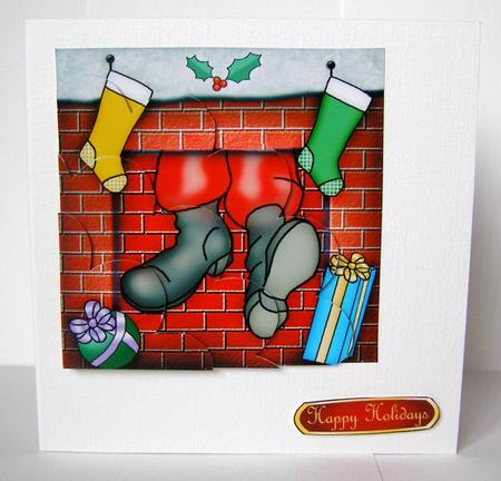 Santa Got Stuck! Quick Card Shell Edged Corner Side Stacker by Margaret McCartney