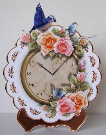 Round Plate with Beautiful Roses and a Bird by Margaret McCartney