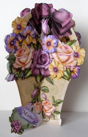 Florabunda 3D Basket Card #2 by Margaret McCartney
