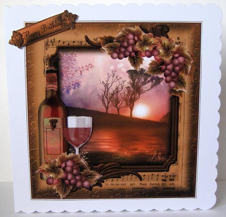 Music,wine and Sundown Card Topper by Margaret McCartney