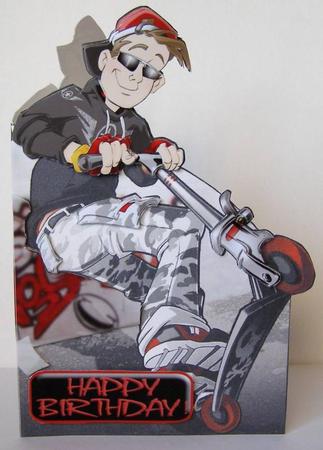 Urban Scooter Dude Shaped Card by Margaret McCartney