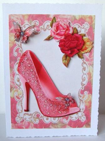 Lovely Pink Shoe & Roses by Margaret McCartney