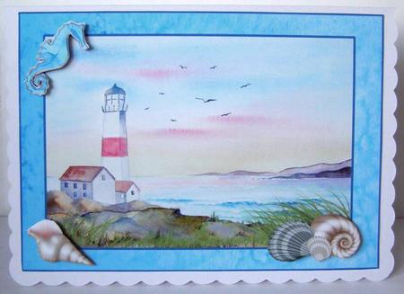 The Lighthouse Decoupage Sheet with Shells by Margaret McCartney