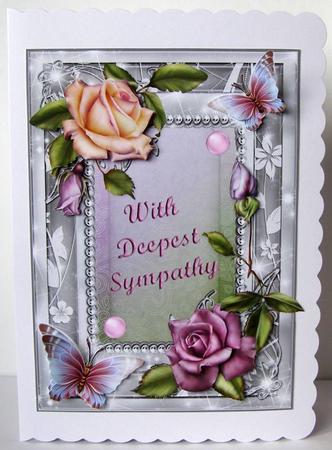 Sympathy Heritage Roses Card Front by Margaret McCartney
